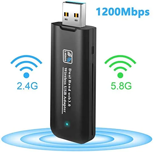 Eadidi Adattatore wireless USB WiFi, USB 3.0 Mini Wifi dongle, adattatore di rete wireless per PC desktop portatile, compatibile con Windows, Mac Os X