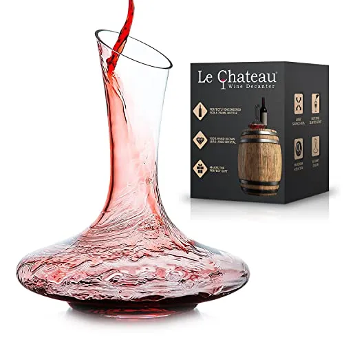 Le Chateau Decanter per vino - Caraffa vino in vetro senza piombo soffiato a mano - Caraffa vetro per vino con capacità di 750 ml - Accessorio perfetto come idea regalo