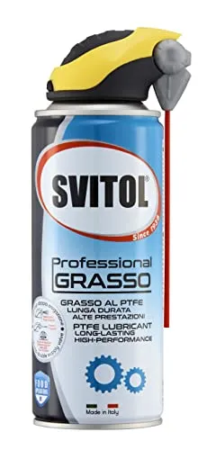 SVITOL Lubrificante Professional Grasso, trasparente, 400 ml Spray con PTFE, erogatore con Cannuccia, elimina attrito, resiste a Temperature e pressioni, valvola 360°