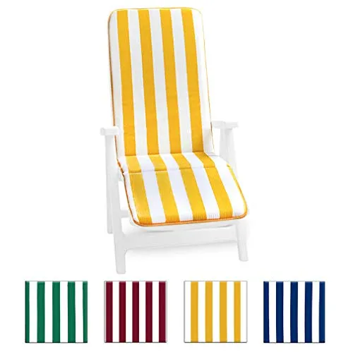 ARREDIAMOINSIEME-nelweb Cuscino Sdraio Lettino Prendisole Pieghevole Poggia Piedi Piscina Mare Giardino Tessuto Cotone 100% Made in Italy MOD.Cairo FASCIATO Verde