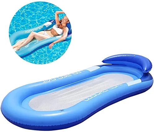 HB.YE Amaca Gonfiabile Adulti Amaca di Acqua Bambini Pieghevole per Piscina Spiaggia Letto Sedia da Mare 150x75cm - Blu