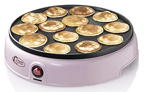 Bestron - Macchina per poffertjes, con design retrò, per preparare mini pancake, con rivestimento antiaderente, Sweet Dreams, 800 W, colore: rosa