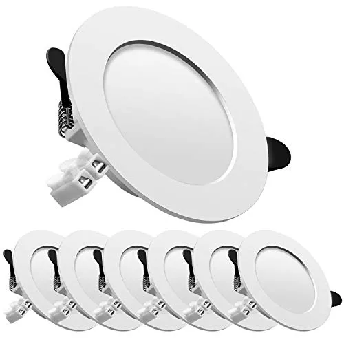 6 Faretti Led da Incasso,led integrati 7W,700 Lumen,luci ultrasottili da soffitto e per l’illuminazione da interno,Lampada Bianca Naturale per Cartongesso,foro Ø 75 mm - Ø 95 mm