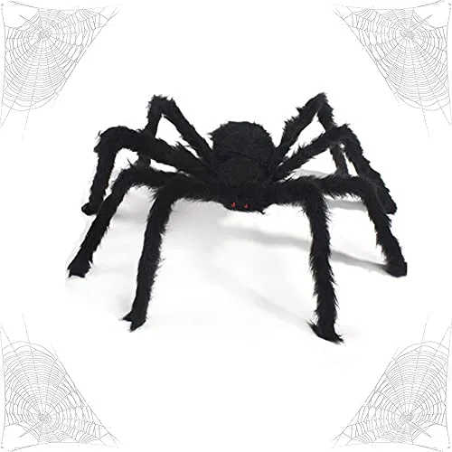 OUOQI Ragno di Halloween,90 cm Ragno Peloso Gigante,Decorazione Ragno di Halloween,Ragno Gigante Finto,Ragno Peloso di Halloween,per Halloween Decorazione,Decorazione per Interni,Esterni e Cortili