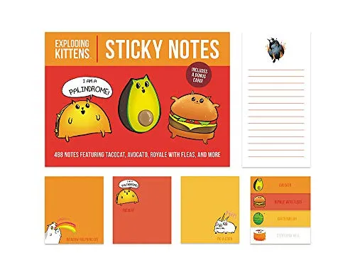 Exploding Kittens Sticky Notes: 488 Notes Featuring Tacocat, Avocato, Royale with Fleas, and More