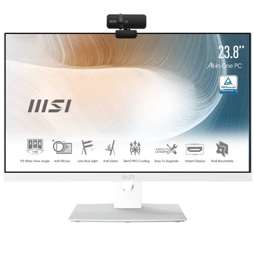 MSI Modern AM241P 11M All-in-One Desktop PC - 23.8" FHD IPS Panel, 11th gen Intel Core i7-1165G7 CPU, 16GB DDR4 RAM, 512GB M.2 SSD, Wi-Fi 6, Wireless Tastiera & Mouse, Windows 10 Home - Bianco