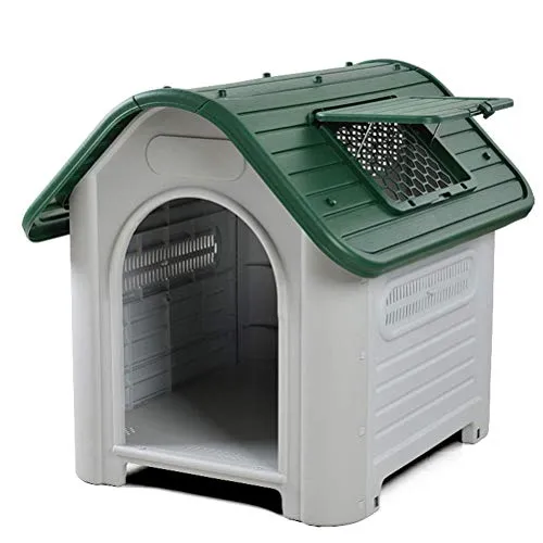 Cuccia per cane dog house media grande resina Water Proof pp esterno interno Verde - Bianco - con finestra L 87 x W 72 x H 75,5 cm