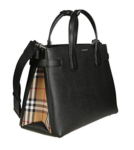 Burberry borsa a mano con tracolla donna 80063231 BANNER MEDIA in pelle nero