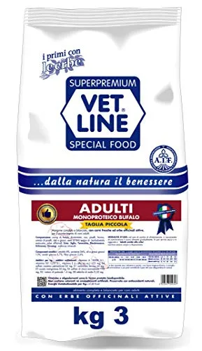 VET LINE ADULTI MONOPROTEICO BUFALO TAGLIA PICCOLA 1KG PER CANI FINO A 10KG DI PESO.