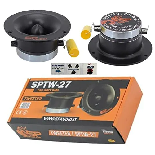 SP Audio, 2 SP AUDIO SPTW-27 SPTW27 tweeter 150 watt rms 300 watt max da 4 inch10 cm 100 mm di diametro impedenza 4 ohm 114 dB spl magnete al neodimio, a coppia