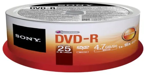 Sony 25DMR47SP DVD-R 16X, 25 Pezzi, Multicolore