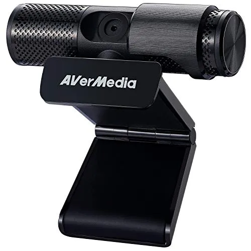 Avermedia Live Streamer Cam 313, Copertura di Protezione, Cattura Video Fhd 1080P, Plug And Play, Micro, Stream, Giochi, Youtube, Twitch, Telecamera Girevole a 360 Gradi con Filtri (Pw313), Nero