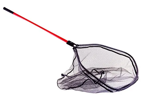 Kinetic - Guadino da barca grande, con rete gommata, lunghezza 150 cm, rete 60 x 65 x 70 cm, regolabile, manico rosso