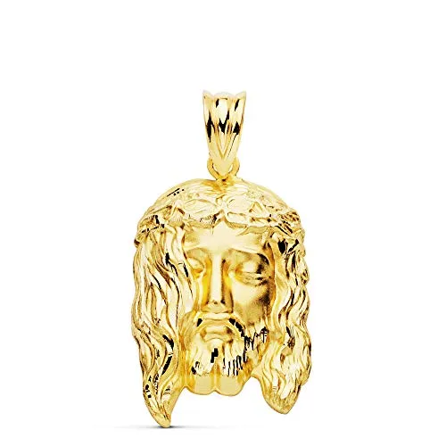 Ciondolo Testa Cristo Oro 18 carati 23 mm Viso - Incisione personalizzata, Oro giallo