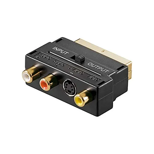 Goobay 50499 Adattatore Audio Video SCART a Composito e S-Video, IN/OUT, Nero