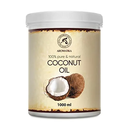 Olio di Cocco 1000ml - 100% Naturale & Puro - Cocos Nucifera - Indonesia - Non Purificato - Coconut Oil - Pelle Morbida ed Elastica - Cura di Capelli - Aromaterapia - Massaggi - SPA