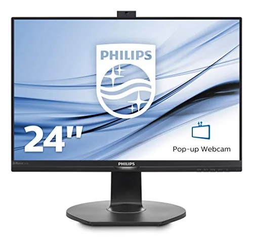 Philips 241B7QPJKEB Webcam Monitor 24" LED IPS, Full HD, Microfono Integrato, Regolabile in Altezza, Girevole, Pivot, Inclinabile, USB 3.0, Casse Audio Integrate, Display Port, HDMI, VGA, Vesa, Nero