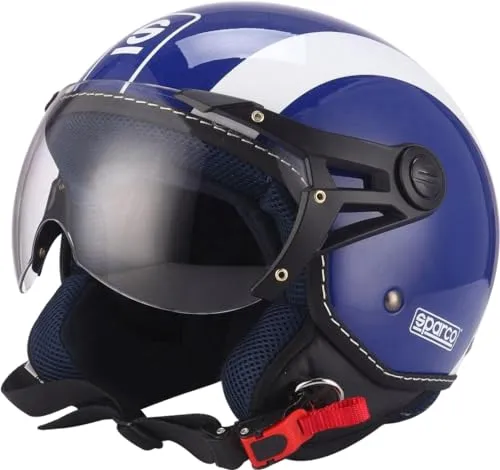 Sparco Riders Demi Jet 8966 Casco Moto, Blu, XS