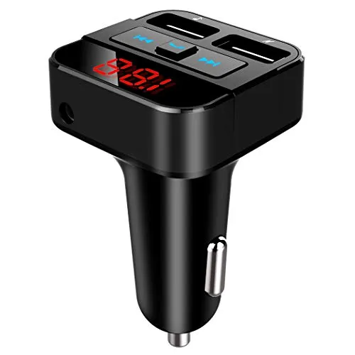 Uekars Trasmettitore FM Bluetooth, FM Trasmettitore per Auto Radio Adattatori con USB Port, Vivavoce Car Kit per Smart Phone con Bluetooth, Aux-in per MP3, MP4, Altri Non Dispositivi Bluetooth