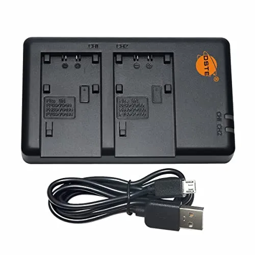 DSTE Fast Charging USB Dual Batteria Caricatore Compatibile per Sony NP-FP50 NP-FP51 NP-FP70 NP-FP90 NP-FH50 NP-FH100 NP-FV50 NP-FV70 NP-FV100