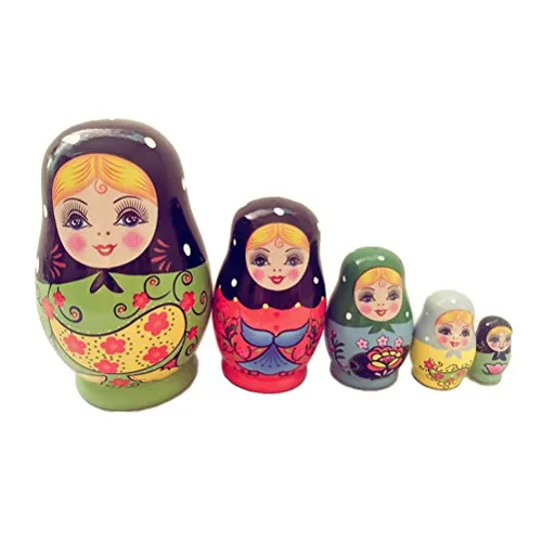 ULTNICE Bambola russa matrioska Bambola di legno Matryoshka 5 pezzi