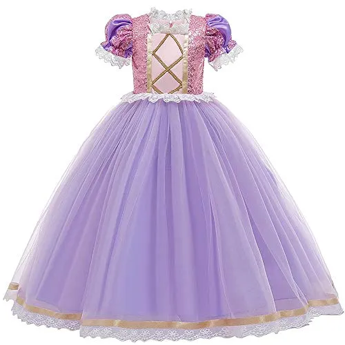 IDOPIP Rapunzel Vestito Bambina Carnevale Costume Ragazze Principessa Sofia Cosplay Abiti Partito Compleanno Festa Cermonia Vestito