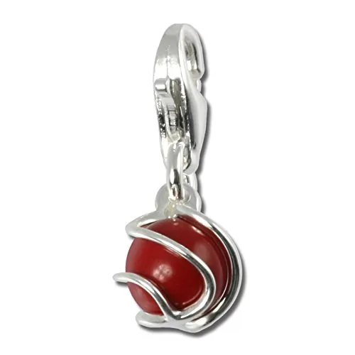 SilberDream 925 Ciondolo in Argento Sterling palla in corallo rosso pendente per collana o braccialetto orecchino FC250R