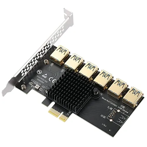 BEYIMEI PCIe da 1 a 6 PCI Express Riser Card, PCI-E da 1X a 6 esterni USB 3.0 Scheda adattatore per Bitcoin Mining (senza cavo USB)