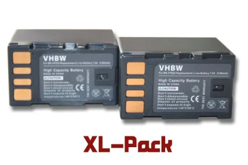 2 x batteria vhbw per Camcorder JVC GS-TD1EU come BN-VF823, BN-VF823U, BN-VF808, BN-VF808U, BN-VF815, BN-VF815U. 2100mAh (7.2V)