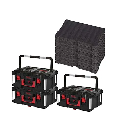 MILWAUKEE PACKOUT 3 Valigette da trasporto 62L Dimensione 3-4 Inserti personalizzabili