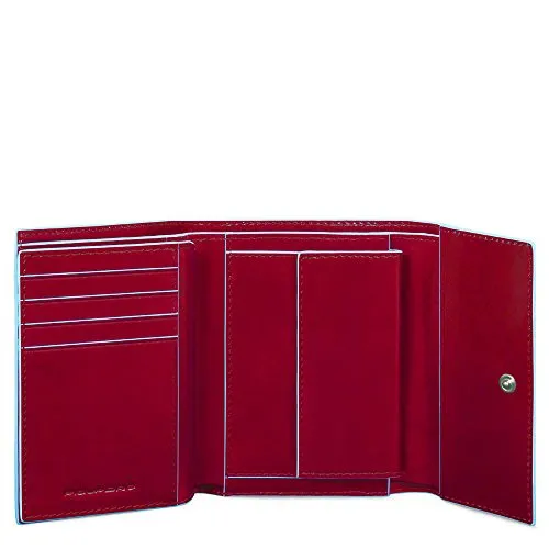 Piquadro Blue Square Portamonete con 12 Alloggiamenti per Carte di Credito, 12 cm, 0.65 litri, Rosso