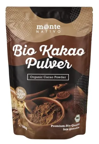 Cacao in Polvere Biologico 1kg (1000g) Monte Nativo - Cacao in Polvere Crudo Premium - magro - nutriente - gustoso e finemente macinato - deoliato - coltivazioni biologiche controllate - no additivi