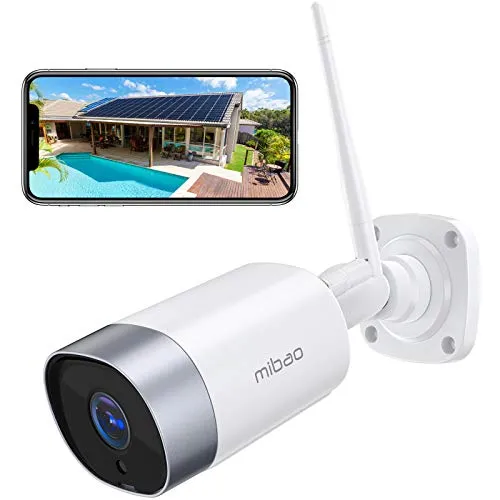 Mibao Visione Notturna super telecamera wifi esterno, Telecamera di Sicurezza con Rilevazione Movimento Telecamera WiFi con IP66 Impermeabile, audio a due vie, Compatibile con IOS/Android/PC