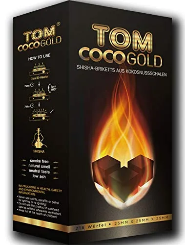 Tom Coco Gold - Carbone Naturale per Narghilè e Barbecue, 1 kg