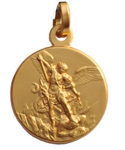 Igj Medaglia di San Michele Arcangelo in Argento 925 - Placcata Oro