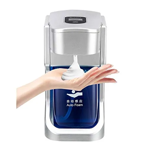 HOXIYA Dispenser Sapone Automatico da Parete Blistering 500 Ml Alta capacità, Senza Contatto con Sensore di Movimento A Infrarossi per Cucina, Pubblico, ABS Materiale Grigio