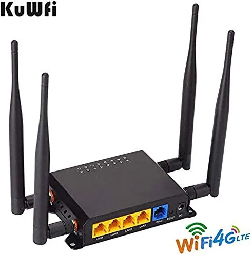 KuWFi Router 4G, 300Mbps Cat6 3G 4G LTE Car WiFi Wireless Router Extender Router WiFi OpenWRT con Porta USB Slot per Scheda SIM con Antenna Esterna per L'Europa Medio Oriente
