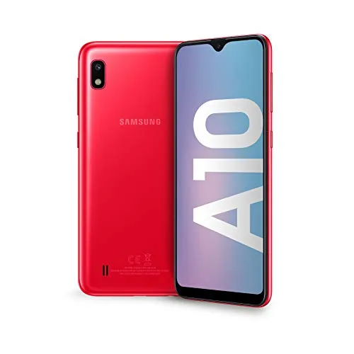 Samsung Galaxy A10 Smartphone, Display 6.2" HD+, 32 GB Espandibili, RAM 2 GB, Batteria 3400 mAh, 4G, Dual SIM, Android 9 Pie, [Versione Italiana], Red