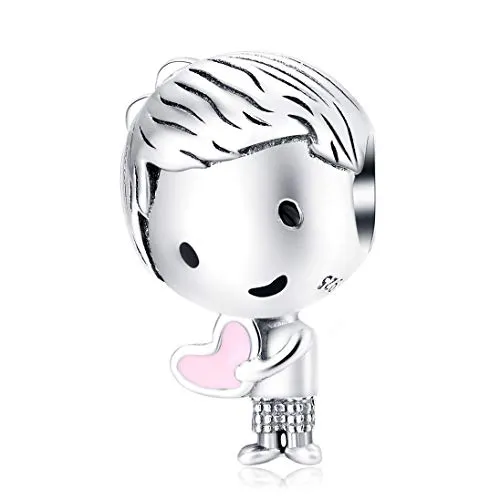 Ciondolo a forma di bambino o ragazza in argento Sterling 925 per braccialetti e collane da 3 mm Boy charm