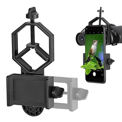 SOLOMARK Adattatore universale per telefono e supporto per treppiede per smartphone Sony Samsung Moto – fotocamera cannocchiale/telescopio/microscopio/binocolo