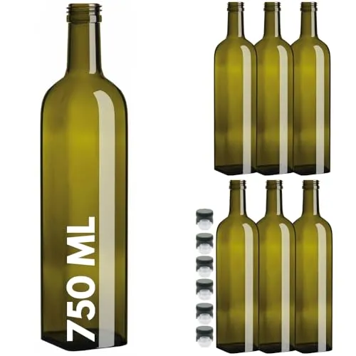 6 pezzi bottiglia in vetro scuro UVAG marasca olio liquore 750 ml con tappo