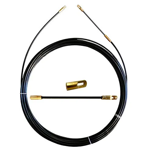 Sonda tiracavi in Perlon, nera, Ø 3 mm, 5 metri, con terminali intercambiabili