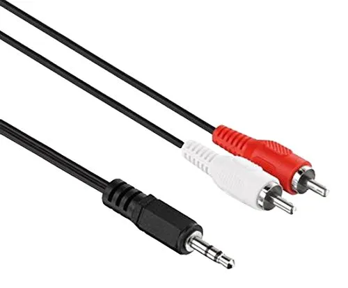 HDSupply Cavo di prolunga audio stereo da 2x RCA a 3.5mm, design ultra sottile, 5.00m, nero