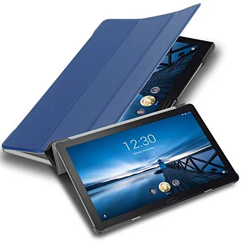 Cadorabo Custodia Tablet per Lenovo Tab P10 (10.1" Zoll) in Blu Scuro Jersey – Copertura Protettiva Molto Sottile di Similpelle in Stile Libro con Auto Wake Up e Funzione Stand