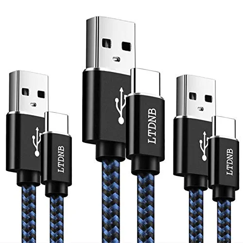 LTDNB Cavo USB C, [3 Pezzi,1M+1M+2M] Nylon Cavo USB Type-C Compatibile per Samsung Galaxy S10 /S9+ /S9 /S8 /S8+,Note 9/8,Huawei P30 /P20 /Mate20 /P10 /P9,OnePlus-Blu