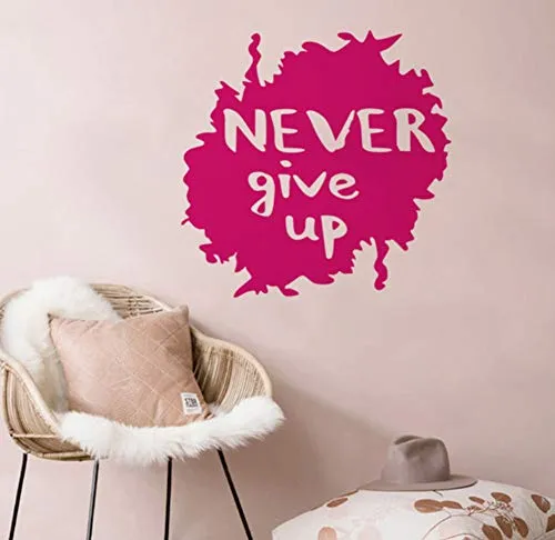 Mrlwy Adesivo murale Never Give Up Sayings per la camera dei bambini Inspirational Words Carta da parati autoadesiva Home Decor Accessori 43x43cm