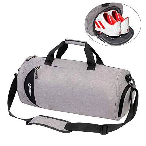 fenrad Borsone Palestra Borsa Sportiva Uomo e Donna con Scomparto per Scarpe, Borsa da Viaggio Duffel Bag Uomo Tote Grande Impermeable 30L 49 × 25 × 25 cm (Grigio)