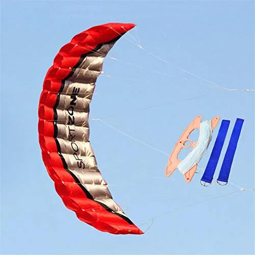 SDCVRE Aquilone 2.5 m Dual Line Parachute Kite Software Parapendio Beach Stunt Kitesurf Sport all'aperto Aquiloni in Nylon Giocattoli per Adulti Regali per Le Vacanze, Rosso