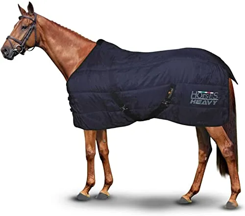 Horses, Coperta Invernale “Heavy” per Cavallo, Imbottita, Morbida e Comoda, ideale per Box, Resistente, Bordi Rinforzati in Nylon (Blu, 135 cm)