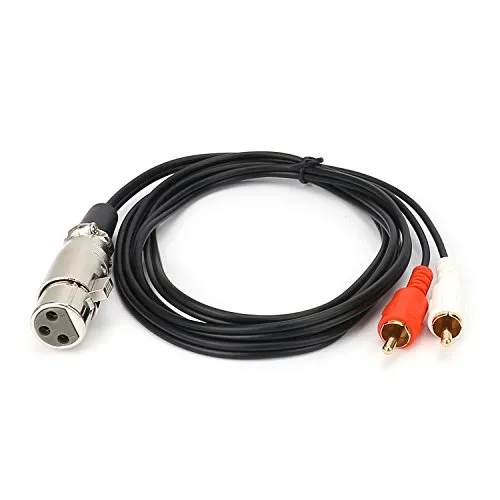 Siyear XLR splitter per cavo patch, 1 XLR femmina a 2 RCA maschio adattatore cavo, 3 pin XLR mic splitter, connettori RCA a XLR 1,5 m (1.5 m)